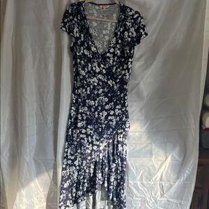 Juicy Couture Midnight Blue and Ivory Floral High Low Dress